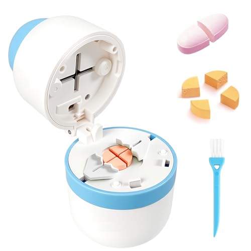 Photo 1 of 1/4 Pill Cutter with Storage, Professional 1/2 Pill Splitter for Small or Large Pills, Precise & Easy Stainless Steel Blade(Blue)