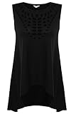 Meaneor Women's Sleeveless Hollow out Front Irregular Hem Loose Tank Top
