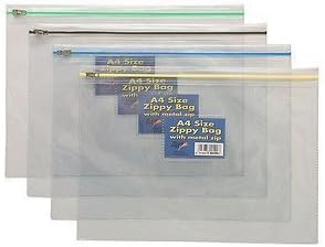 Tiger12 x A5 PLASTIC ZIPPY BAGS Strong Clear File Storage Document, Craft Art Storage Folder Wallets