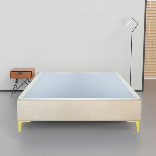 Greaton, 15-Inch Premium Velvet Material with Grain Pattern Wood Box Spring/Bed…