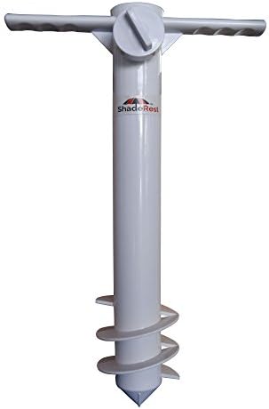 ShadeRest Beach Umbrella Sand Anchor, Safe Stand for Strong Winds and One Fits All Size, White