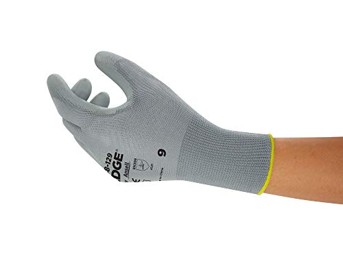 Ansell EDGE 48-129 Work Gloves for Men and Women, Multi-Purpose glove for DIY, Home Improvement and Mechanical Applications, Grey, Size 6 (12 Pairs)