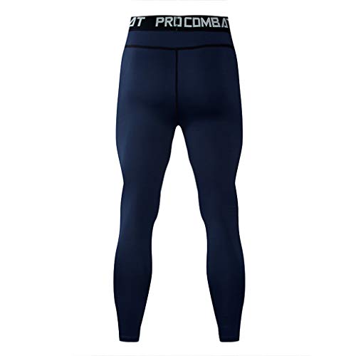Allywit Men's Compression Pants Workout Leggings for Gym Basketball Cycling Yoga Hiking Running Tights Navy