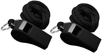 Golvery Coaches Referee Whistle with Lanyard, Black Plastic Whistles for School Sports, Soccer, Football, Basketball and Lifeguard, Survival Emergency Dog Training