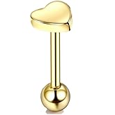 Niaspi 14G Heart Tongue Rings for Women 316L Surgical Steel Tongue Cartilage Piercing Studs Barbell Body Piercing Jewelry