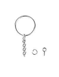 auwoo 200pcs llavero de anillas con cadena y 200 unidades tornillos de ojo pines Bulk para manualidades chapado en níquel llavero anillos de Split Bulk joyería plata para niños mujer