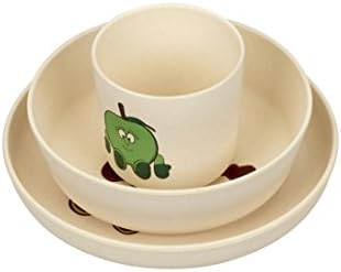 Goodness Gang - Bamboo Dinnerware - 3 Piece Kid's Dining Set with Fruit Design - 1x Bowl 1x Plate 1x Cup