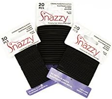 Hair Elastics by Snazzy, Black, 3 Style Variety Pack, Thin, Thin &amp; Long, Thick &amp; Long , Painless Pony Tail Holders, Yoga Twist 70 Count