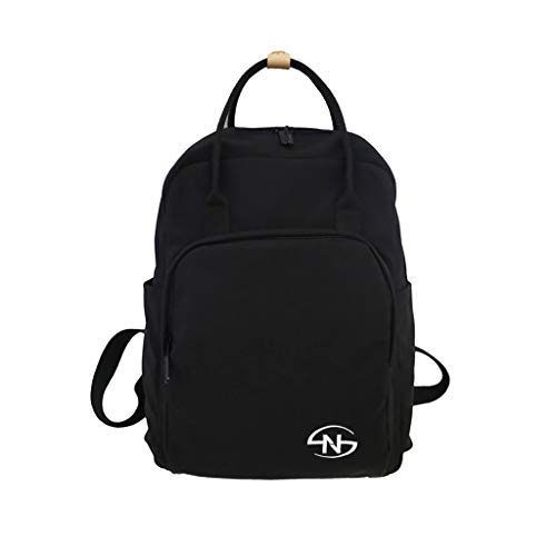 Excursion Sports Nylon Water Resistant Zipper Backpack for Women, Girls Student Large Capacity Schoolbag Shoulder Bag, Lightweight Solid Color Street Travel Camping Rucksack Satchel Daypacks