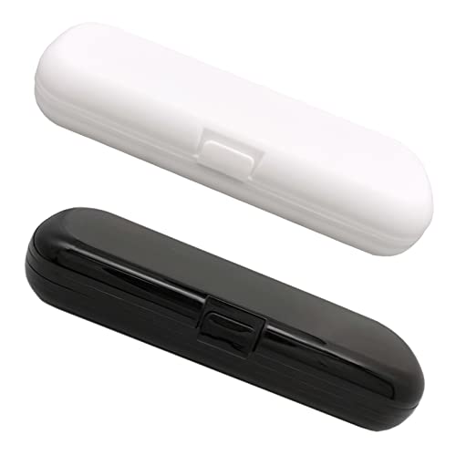 Hovesty 2 Pcs Electric Toothbrush Travel Case, Portable Travel Toothbrush Holder for Electric Toothbrush Set (White and Black)