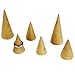 Buorsa 6 Pcs Mini Small Natural Wood Cone Ring Display Stand Organizer Holder,3 Different Size