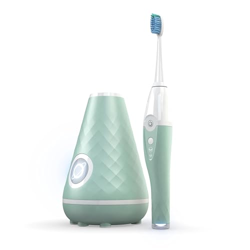 TAO Clean UV-Desinfektionsschallzahnbürste und Reinigungsstation, elektrische Zahnbürste, Dual-Speed-Einstellung, Seaglas-Grün, BA-0130-SGL-US