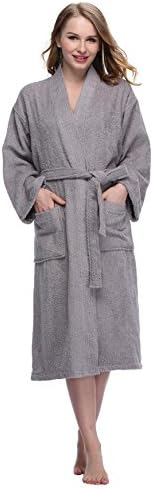 Funray Womens Turkish Cotton Bathrobe Terry Cloth Spa Robe Plus Size &amp; Petite Size