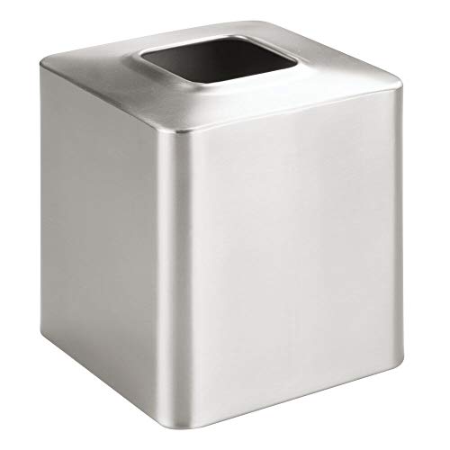 MetroDecor mDesign Facial Tissue Box Cover/Holder for Bathroom Vanity Countertops - Pack of 2, Brushed Stainless Steel