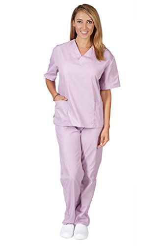 Women's Scrub Set - Medical Scrub Top and Pant, Lilac, XX-Small