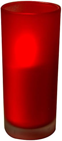 Flameless Candles with Frosted Glass Holder, Battery Operated Electric Candle with Flickering Flame, Bright Votive LED Lights, Vibrant Color, Best Deals Under 10 Dollars, 2.5" x 5.5"