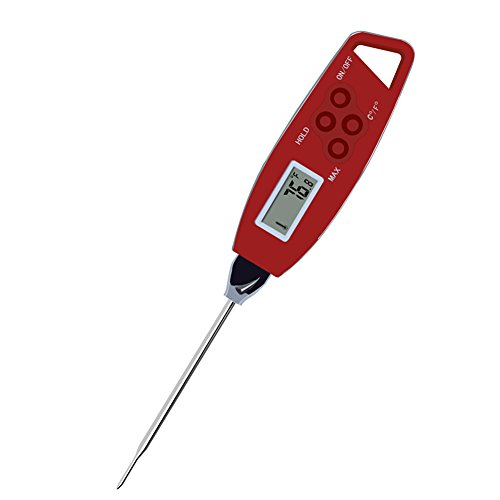 EAAGD Waterproof Instant Read Meat Thermometer - Super Fast 4Second Read - Apple Red Digital Food Cooking Thermometer For Food, Meat, Cooking, BBQ, Poultry, Grill Food, Oven, Candy and More