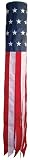 In the Breeze Stars and Stripes 60 Inch Windsock - Embroidered Stars - Durable Patriotic Hanging Decoration