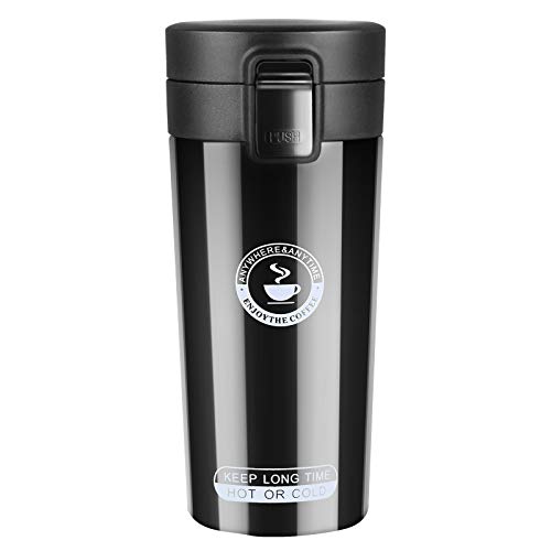 flintronic Kaffeebecher 360 ML Autobecher Travel Mug | Thermobecher, Edelstahl Kaffee-to-Go-Becher | Thermosflasche | Doppelwandig Vakuumisolierter | Isolierbecher BPA Frei | Mug Edelstahl Travel Mug