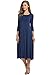 Hotouch Women's Round Neck Casual Pleated Tshirt Midi Dress (Navy Blue L)