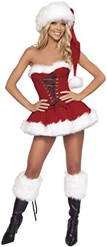Secret Sinners Sexy Santa Outfit Womens Ladies Miss Claus Fancy Dress & Hat Costume Christmas Party