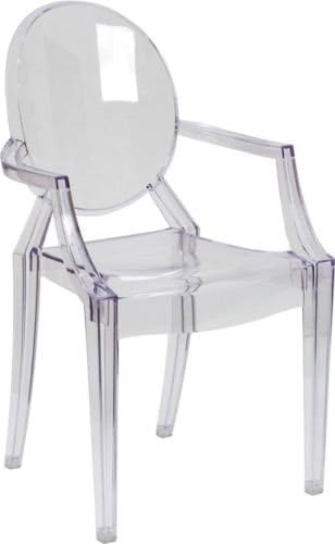 Modern Ghost Chair with Arms in Transparent Crystal / Dining Table Chairs