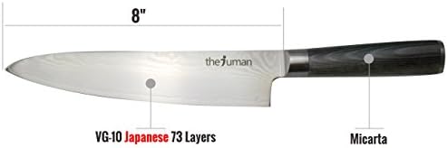8" Damascus Chef Knife ( VG-10 Japanese Stainless Steel Cutting Core with Micarta Handle)