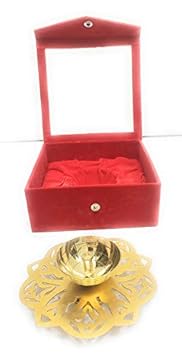 Craft Club Metal Diya |Pooja Diya for Diwali Festival in red Velvet Box