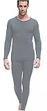 Men's Thermal Underwear Set Top & Bottom Fleece Lined, M1 Light Gray, 3XL