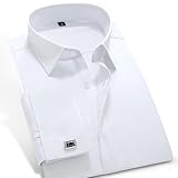 QB French Cuff Shirt For Men Slim Fit Long Sleeve Dress Shirts with Cufflinks