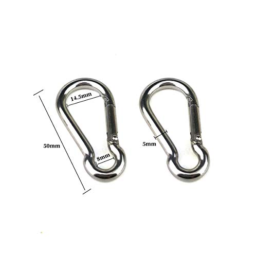 2Pcs M5 304 Stainless Steel Oblong Pad Eye with 2Pcs Stainless Steel Snap Hook and 2Pcs Double Eye Chain Swivels Hook, for Boat Application Hardware Hook Loop Wall Mount Hanging Hardware Fitting