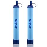 Wild Peak Stay Alive-1 Outdoor 4-Stage 4000 Liter Water Filter Emergency Straw with Activated Carbon for Survival, Camping, Hiking, Climbing, Backpacking (2-Pack)