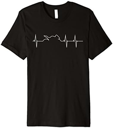 Mens Sport Motorcycle Heartbeat T-Shirt Large Black