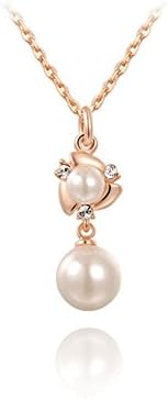 Bling Jewelry Women's 18k Freshwater Pearl Pierced Necklaces Platinum/rose Gold Plated Crystal Pendants (rose-gold-plated-base)