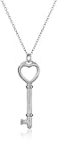 Sterling Silver Heart Topped Key Pendant Necklace, 18