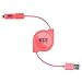 EZOPower Lightning Cable Apple Certified MFI 2 in 1 8-Pin Lightning Connector + Micro USB Charge & Sync Retractable Cable for iPhone, iPod, iPad, Beats Pill+ and Any Micro USB Powered Device - Pink