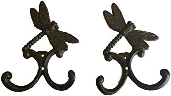Dragonfly Cast Iron Double Hooks Set of 2