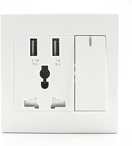 RNAI Universal USB Wall Outlet Charger Dual USB Ports Wall Socket Charger Outlet Face Plate Panel with switch and LED indicator