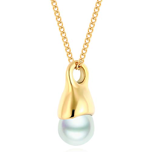 Jewel Valley 18k Gold Plated Teddy Bear Pendant Necklaces for Women with Body-Rotating Design Cute Animal Jewelry Gifts with 16\'\' and a 2\'\' Extension Chain (Pearl Necklace)