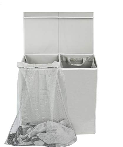 Simplehouseware Double Laundry Hamper with Lid and Removable Laundry Bags, Grey - //medicalbooks.filipinodoctors.org