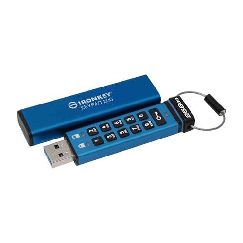 Kingston IronKey Keypad 200 256GB Verschlüsselter USB | Alphanumerische Tastatur | Multi-Pin-Zugang | XTS-AES 256-bit | FIPS 140-3 Level 3 Zertifizier