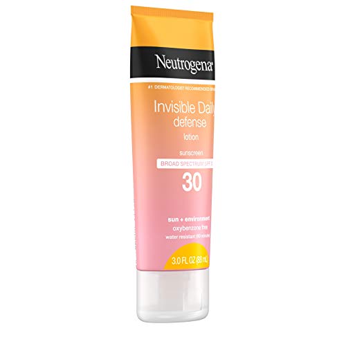 NEUTROGENA INVISIBLE DAILY DEFENSE SUNSCREEN LOTION, BROAD SPECTRUM SPF 30, OXYBENZONE-FREE & WATER-RESISTANT, SUN & ENVIRONMENTAL AGGRESSOR PROTECTION, ANTIOXIDANT COMPLEX, 3.0 FL. OZ