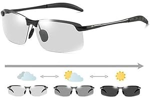 Jowxsx White-black Polarized Photochromic Sunglasses UV400 Sports Sunglasses Day and Night Driving Glasses Ultra-Light Sun Glasses Eyewear Cycling Glasses and Goggles