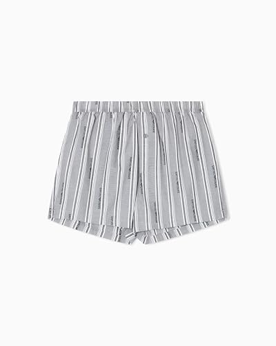 Emporio Armani Logo Pattern Woven Boxer Pantaloncino, Grigio, S Uomo