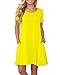 WNEEDU Women's Summer Casual T Shirt Dresses Short Sleeve Swing Dress with Pockets (2XL, Yellow)