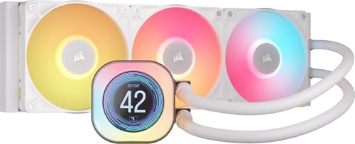 CORSAIR iCUE LINK TITAN 360 RX LCD Raffreddatore CPU a Liquido – Motore di Raffreddamento FlowDrive – Intel LGA 1851/1700, AMD AM5/AM4 – 3x RX120 Ventole RGB – iCUE LINK System Hub Incluso – Bianco