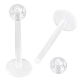 Bodyjewellery 16 Gauge (1.2mm), 3/8" Flexible Acrylic Labrets with 3mm Clear Ball End, Set of 2