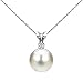 White Freshwater Cultured Pearl Necklace Diamond Pendant 14K White Gold Wedding Gift 1/100 CTTW 18 inch