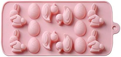 JKABCD Easter 14 Holes Duck Rabbit Egg 3D Shape Silicone Cake Mold for Baking DIY Jelly Muffin Mousse Ice-creams Chocolate Tool
