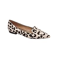 Linea Paolo Portia - Stud Adorned Suede Slip-On Moc Slipper Comfortable Flat White/Black Leopard Hair Calf 8M